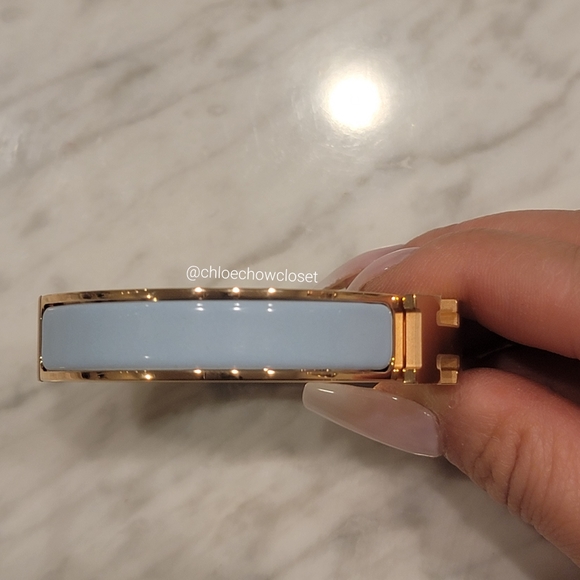 HERMES CLIC H ROSE GOLD ENAMEL BRACELET GM (BLEU POLAIRE) - Picture 4 of 7